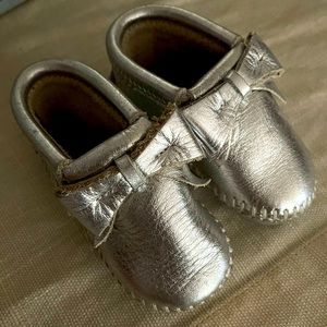 Silver Minnetonka moccasins